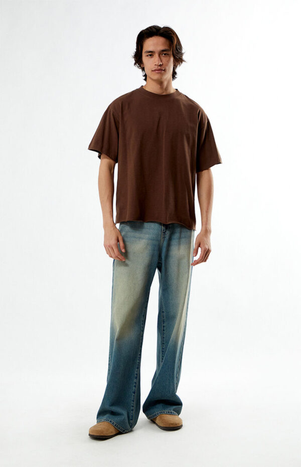 Brown Premium Cropped T-Shirt (1) Men’s Oversized Brown T-Shirt & Relaxed Fit Blue Jeans Set