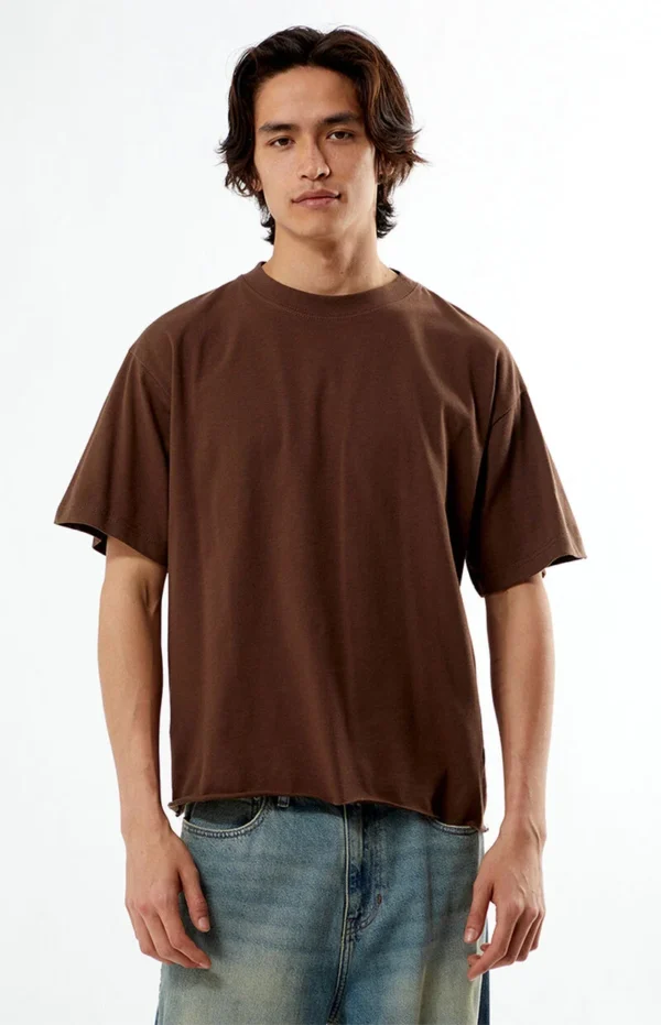 Brown Premium Cropped T-Shirt (1) Men’s Oversized Brown T-Shirt & Relaxed Fit Blue Jeans Set