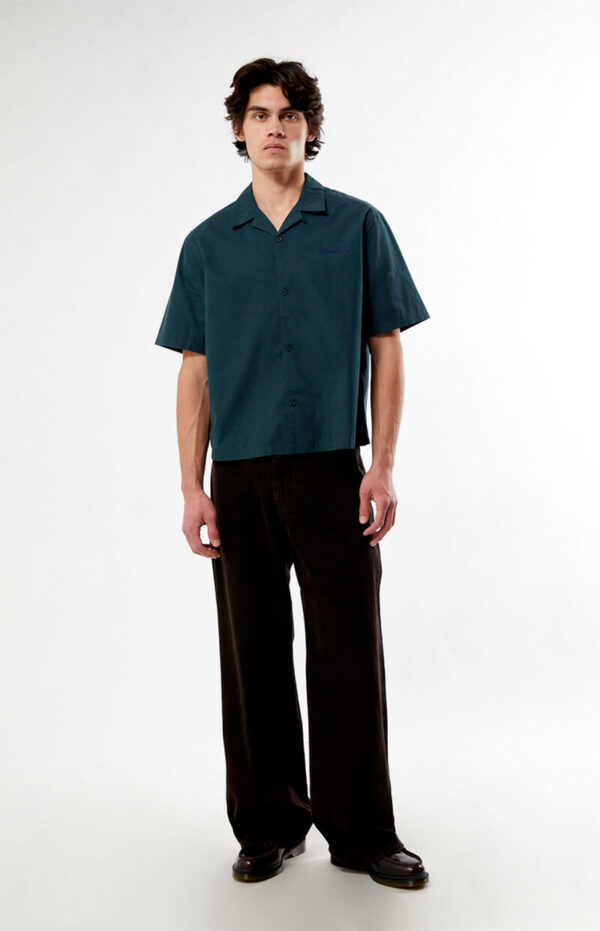 Men’s Farms Green Woven Camp Collar Shirt