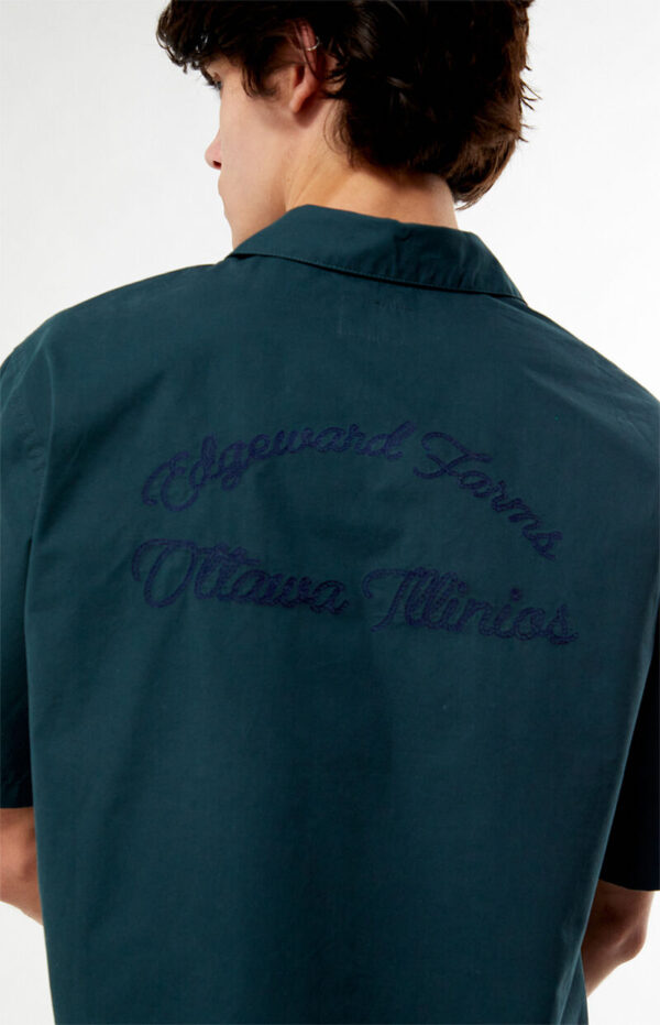 Men’s Farms Green Woven Camp Collar Shirt