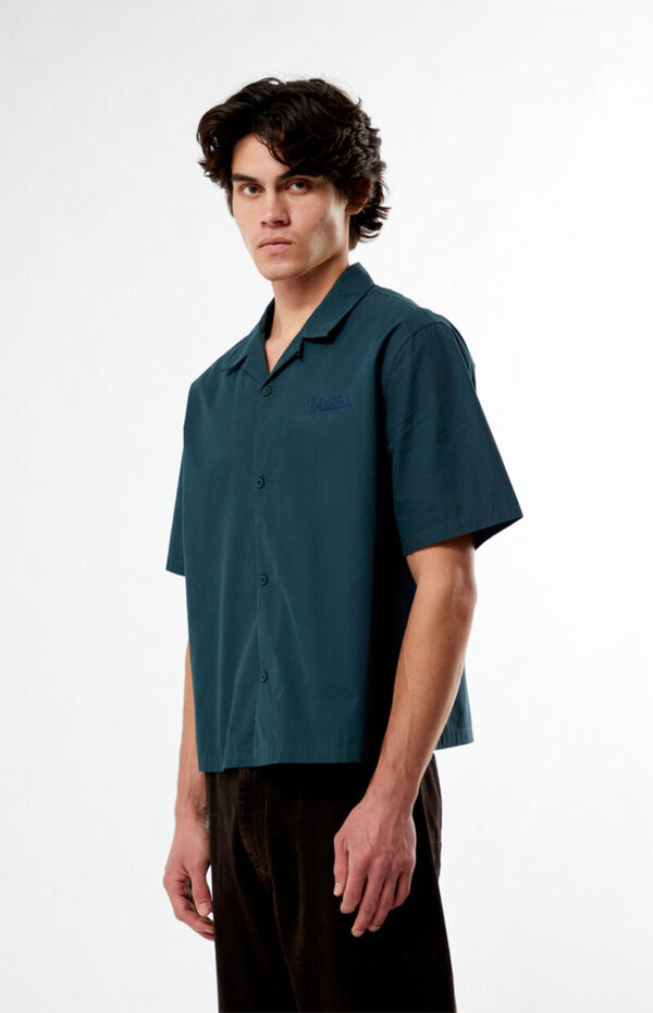 Men’s Farms Green Woven Camp Collar Shirt
