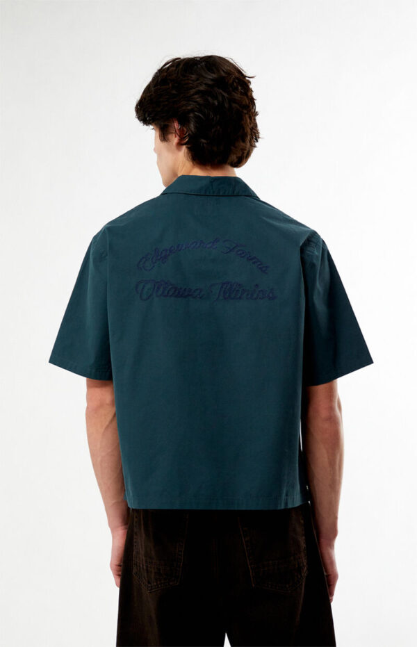 Men’s Farms Green Woven Camp Collar Shirt